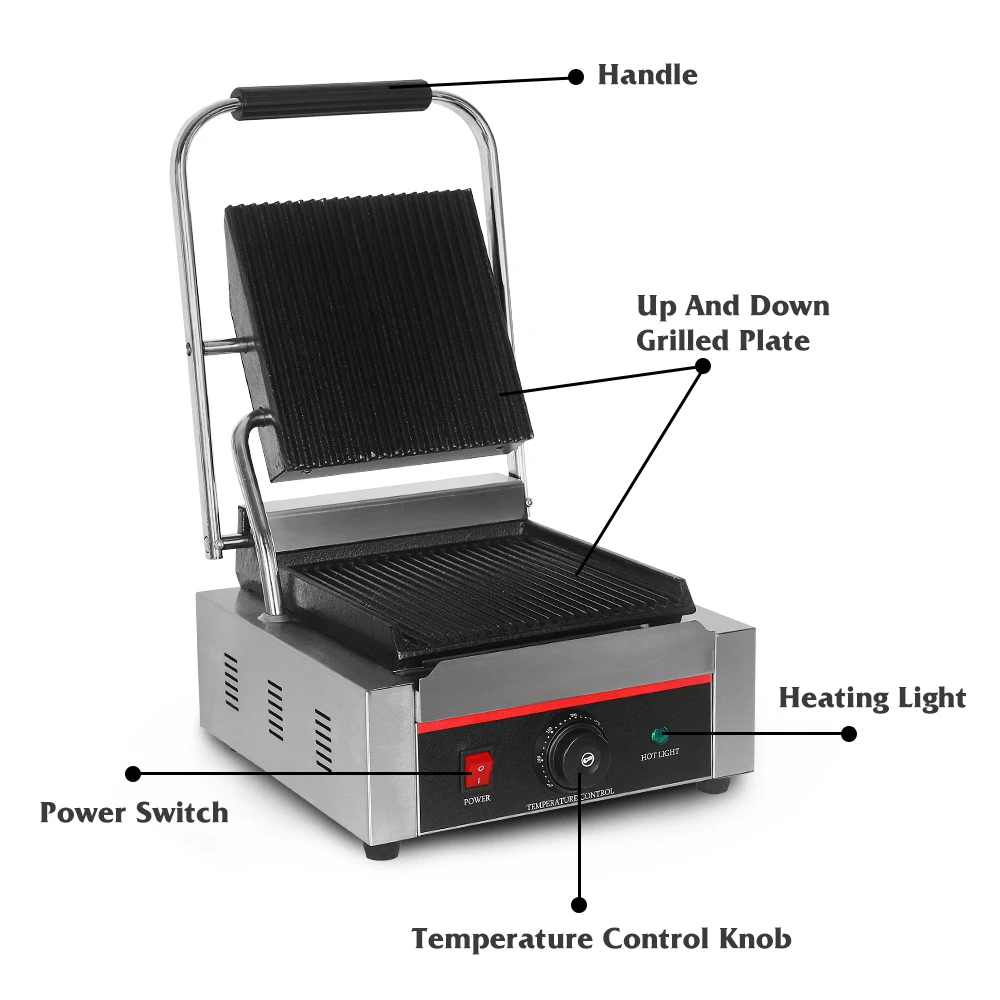Commercial Contact Grill Panini Bread Press Maker Machine Tabletop Smokeless Grilled Meat Pan Kitchen Roast Oven
Commercial Contact Grill Panini Bread Press Maker Machine Tabletop Smokeless Grilled Meat Pan Kitchen Roast Oven