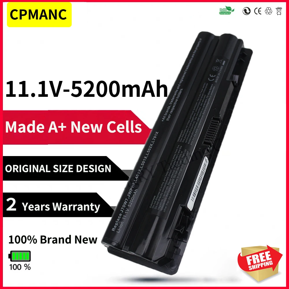 

CPMANC 5200mAh 6 cells Laptop Battery for Dell XPS 14 15 17 L501X L502X L701X L702X L401X L501X L502X J70W7 JWPHF 312-1123 R4CN5