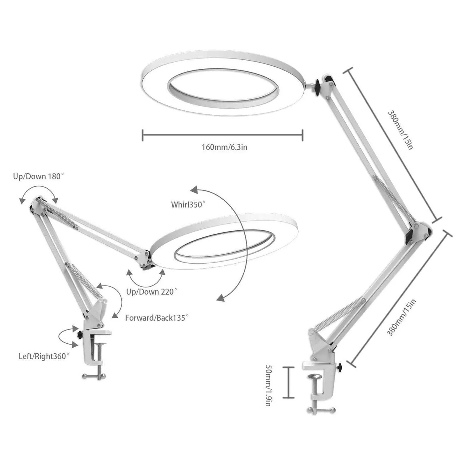 Foldable Professional 5x Magnifying Glass Desk Lamp Magnifier Led Light Reading Lamp With Three Dimming Modes 360 Swivel
Foldable Professional 5x Magnifying Glass Desk Lamp Magnifier Led Light Reading Lamp With Three Dimming Modes 360 Swivel