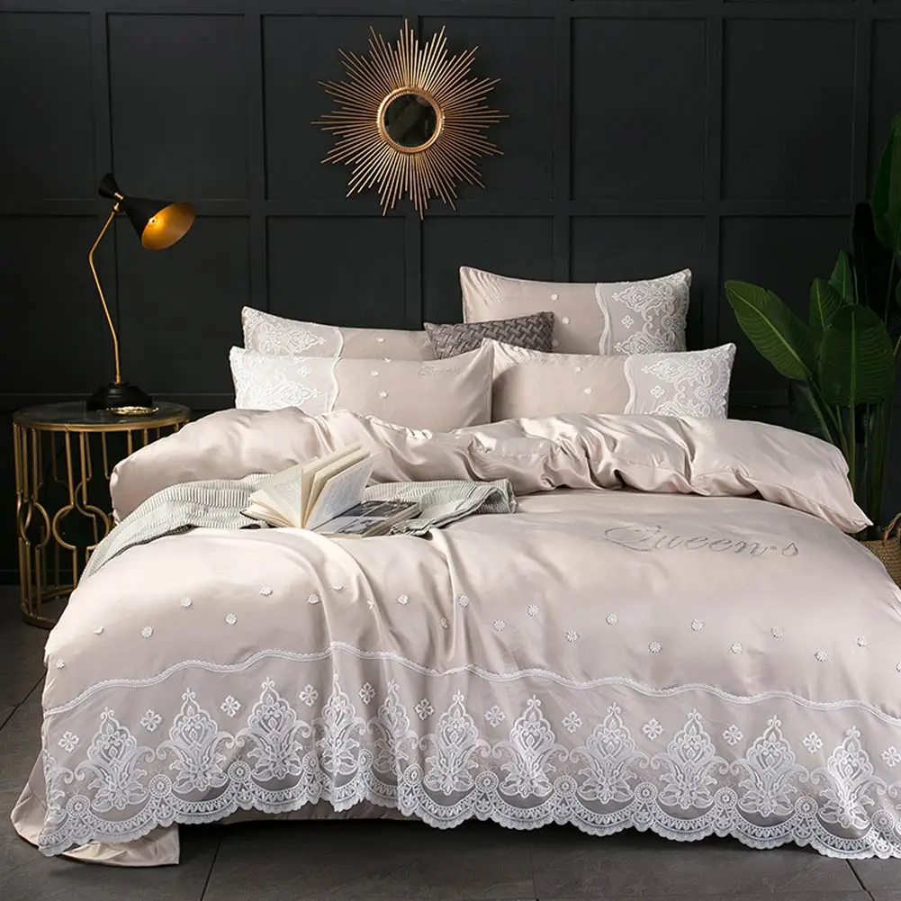 Papa&Mima Khaki Princess Style Lace Satin Artificial Silk Bedding Set Fitted Sheet Bedlinens Queen King Size Duvet Cover Set
Papa&Mima Khaki Princess Style Lace Satin Artificial Silk Bedding Set Fitted Sheet Bedlinens Queen King Size Duvet Cover Set