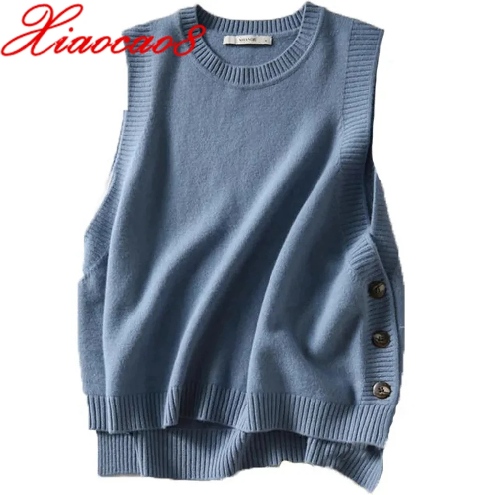 Plus Size Knitted Sweater Vests for Women Asymmetry Button O Neck Sleeveless Vest Jacket Female Pullover Waistcoat Oversized
Plus Size Knitted Sweater Vests for Women Asymmetry Button O Neck Sleeveless Vest Jacket Female Pullover Waistcoat Oversized