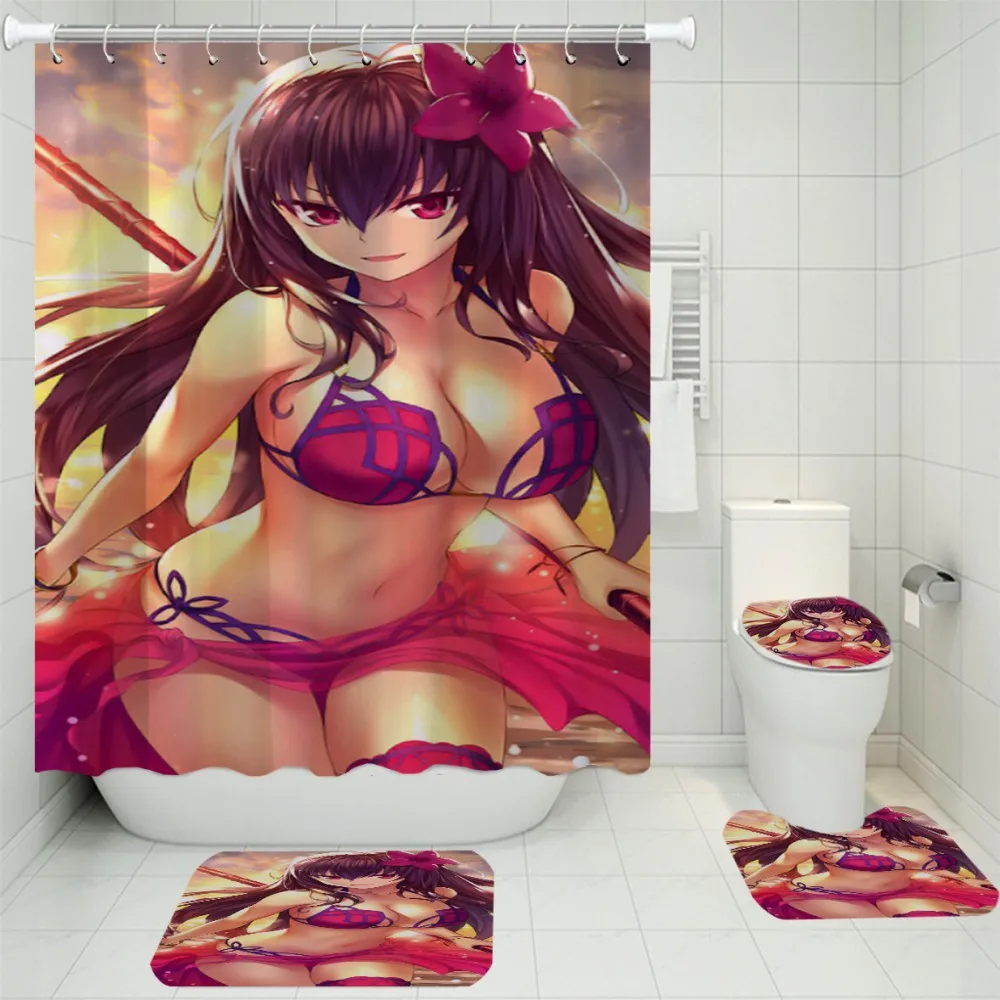3/4 Pieces Pink Bikini Girl Shower Curtains Set Japan Anime Carpet Toilet Mat 3D Print Cartoon Non-slip For Bathroom Decor Set
3/4 Pieces Pink Bikini Girl Shower Curtains Set Japan Anime Carpet Toilet Mat 3D Print Cartoon Non-slip For Bathroom Decor Set