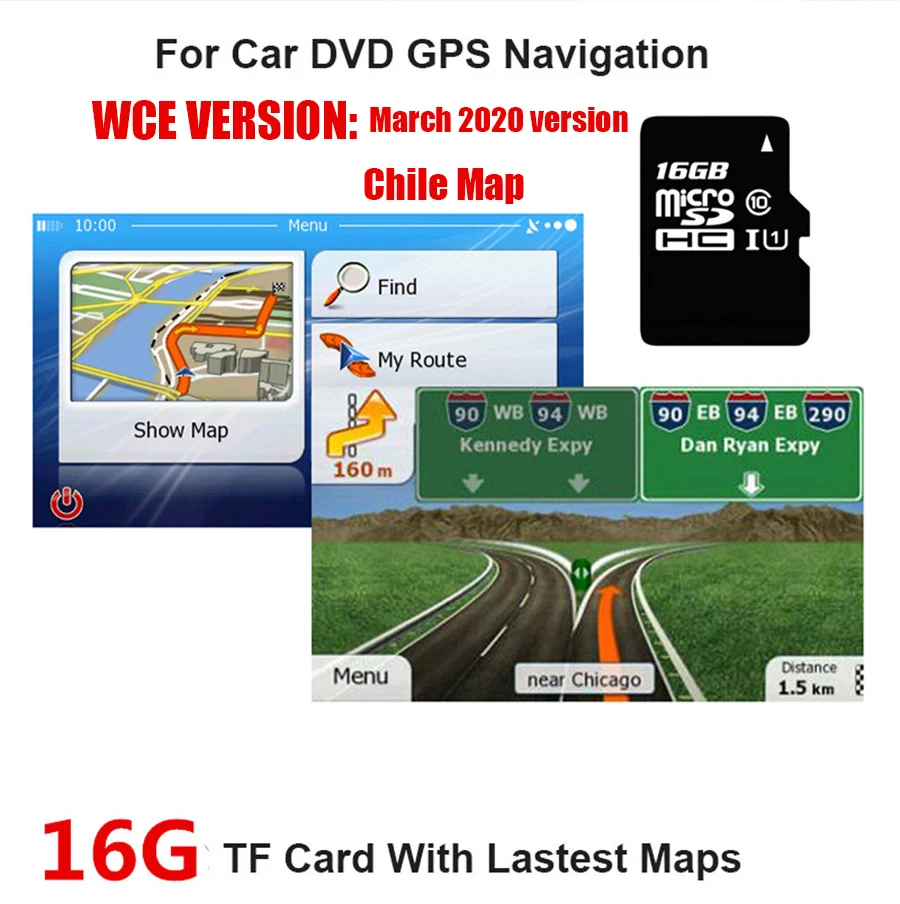 

Fit for WCE System Car GPS Navigation 16GB Micro SD Card Lastest Chile Map