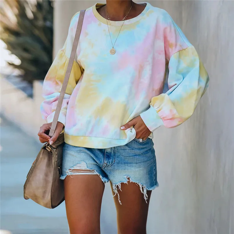 Women Tie-Dye Printed Pullover O-Neck Long Sleeve Sweatshirt Tie-Dye Colorful Sweatshirts Casual Loose Puff Sleve Tops
Women Tie-Dye Printed Pullover O-Neck Long Sleeve Sweatshirt Tie-Dye Colorful Sweatshirts Casual Loose Puff Sleve Tops