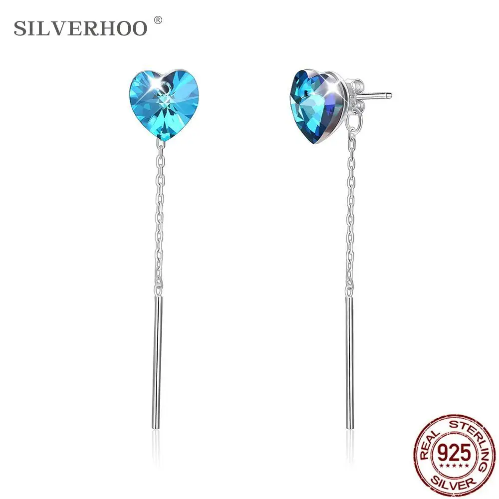 SILVERHOO 925 Sterling Silver Drop Earrings Women Austrian Crystal Romantic Heart-Shaped Long Girl Earring Anniversary Jewelry
SILVERHOO 925 Sterling Silver Drop Earrings Women Austrian Crystal Romantic Heart-Shaped Long Girl Earring Anniversary Jewelry