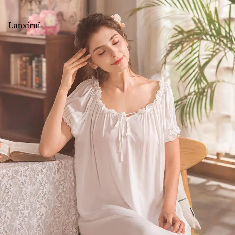 Women Fashion Female White Sexy Sleepwear Night Dress Lace Bow Homewear Nightwear Nightgown Luxury Gown Homewear
Women Fashion Female White Sexy Sleepwear Night Dress Lace Bow Homewear Nightwear Nightgown Luxury Gown Homewear