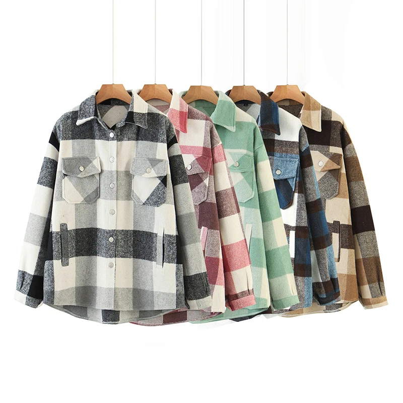 Loose casual wool plaid jacket women's lapel fashion coat with pockets autumn long-sleeved ladies jacket jacket
Loose casual wool plaid jacket women's lapel fashion coat with pockets autumn long-sleeved ladies jacket jacket