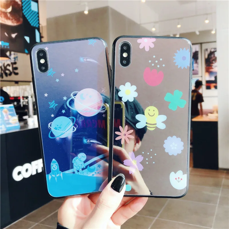 Модный зеркальный чехол для телефона iPhone X XR XS MAX 7 8 Plus прозрачный мягкий 6 6S 7Plus #
