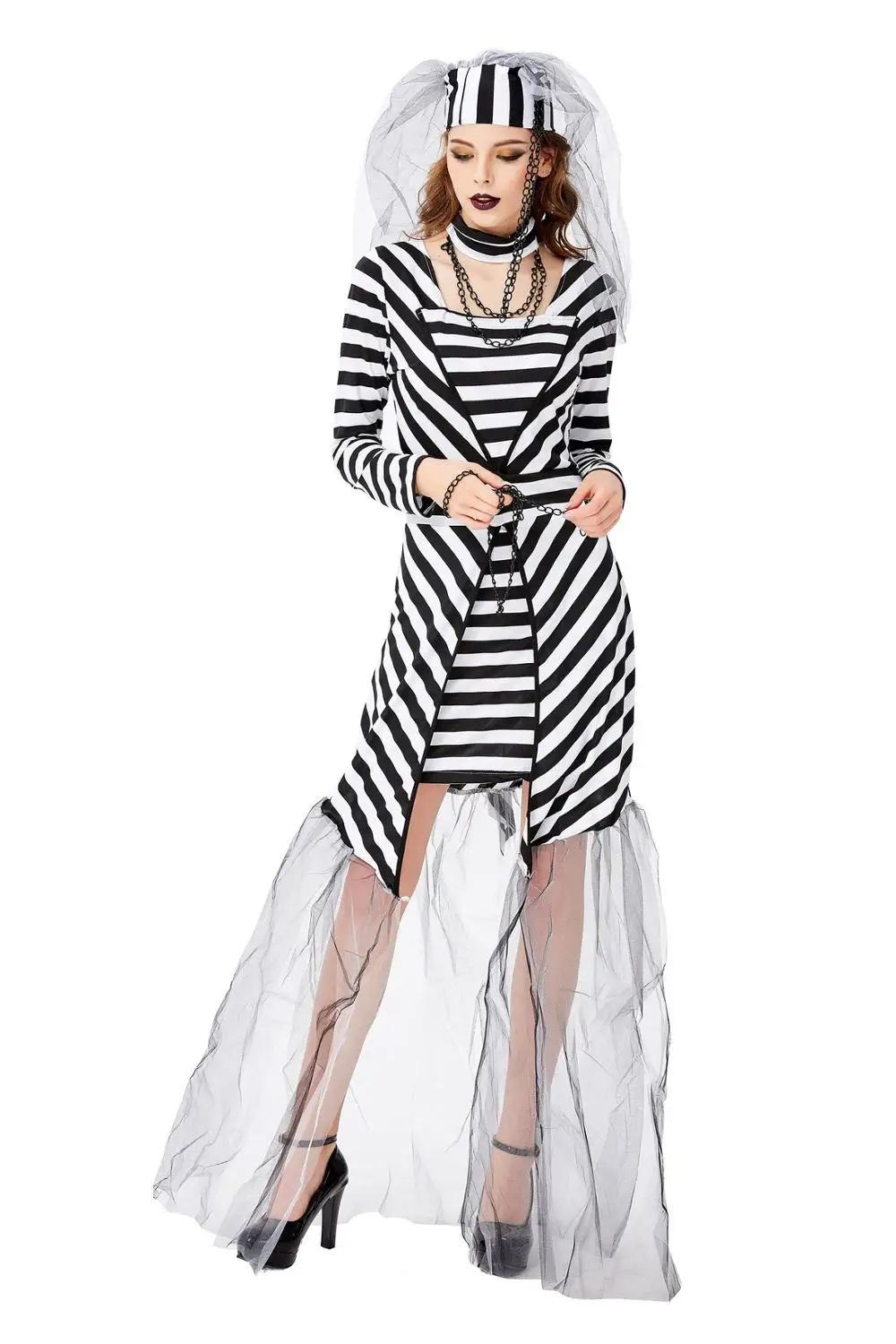 Women Acrobatic Ghost bride Cosplays Female Halloween Criminal prisoner Costumes Carnival Purim Nightclub Role play party dress 
Women Acrobatic Ghost bride Cosplays Female Halloween Criminal prisoner Costumes Carnival Purim Nightclub Role play party dress
