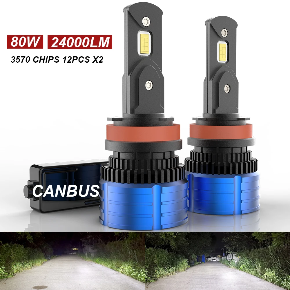 80W H7 H4 Led Canbus 24000LM High Power Headlight H1 H8 H11 9005 Hb3 Hb4 9006 Led Bulb Turbo Lamp for Car 2PCS 6000K White Light
80W H7 H4 Led Canbus 24000LM High Power Headlight H1 H8 H11 9005 Hb3 Hb4 9006 Led Bulb Turbo Lamp for Car 2PCS 6000K White Light