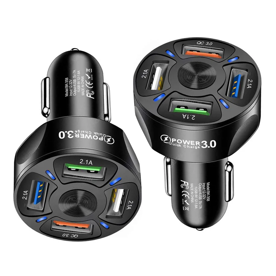 Автомобильное зарядное устройство FONKEN QC 3 0 с USB-портами и поддержкой быстрой