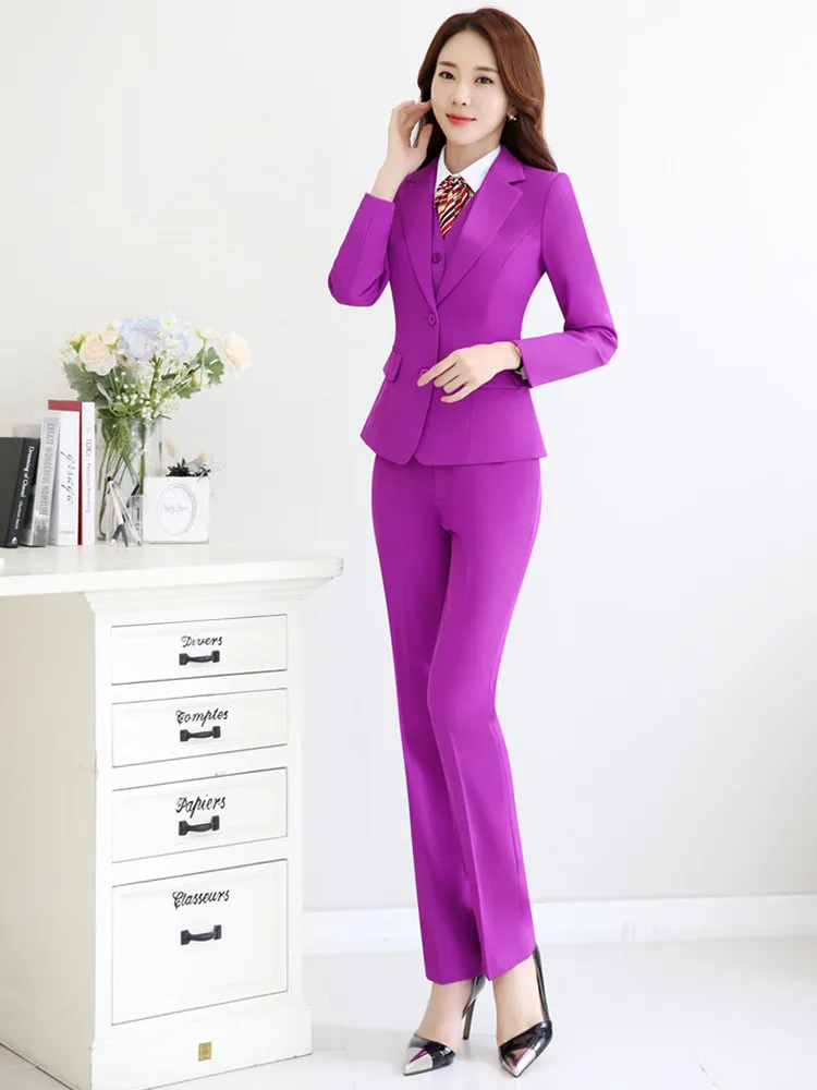 2021 Fashion Purple Colour Blazer Suit Women 3 Piece Set Jacket Pants Vest Waistcoat Office Lady Pant Suits Female Winter XXXL
2021 Fashion Purple Colour Blazer Suit Women 3 Piece Set Jacket Pants Vest Waistcoat Office Lady Pant Suits Female Winter XXXL