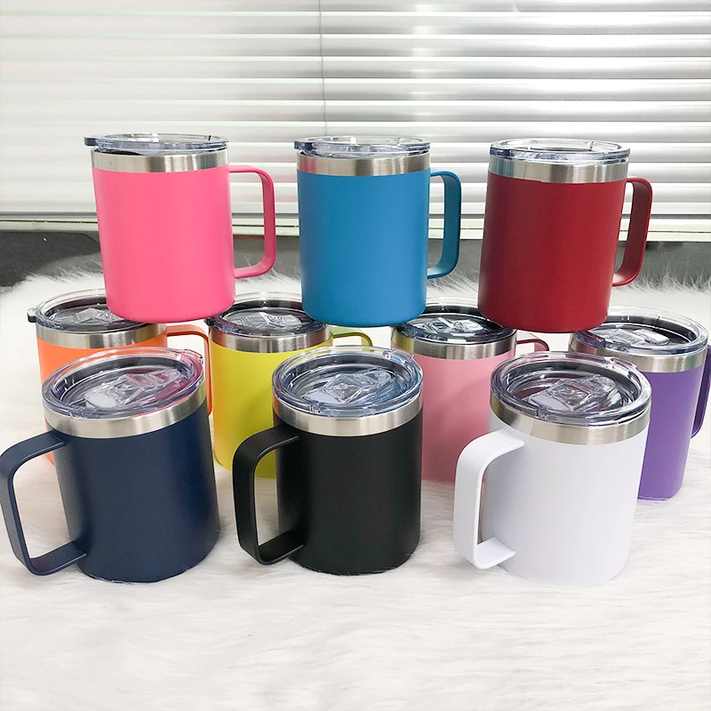

12oz Coffee Mug With Handle Stainless Steel Wine Tumblers Double-layer Vacuum Insulated Travel Cup Beer Mugs New Year