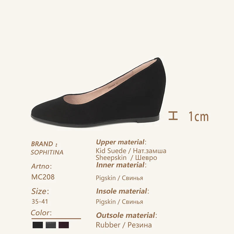 SOPHITINA Comfortable Wedge Pumps High Quality Kid Suede Round Toe Shallow Occupation Women's Shoes New Handmade Pumps C208
SOPHITINA Comfortable Wedge Pumps High Quality Kid Suede Round Toe Shallow Occupation Women's Shoes New Handmade Pumps C208