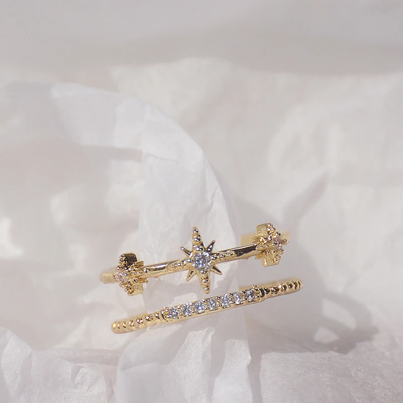 Ins Hot Advanced 14k Real Gold Double Layer Star Awn Rings for Women Jewelry Adjustable Open Design Inlay High Quality Zirconia
Ins Hot Advanced 14k Real Gold Double Layer Star Awn Rings for Women Jewelry Adjustable Open Design Inlay High Quality Zirconia