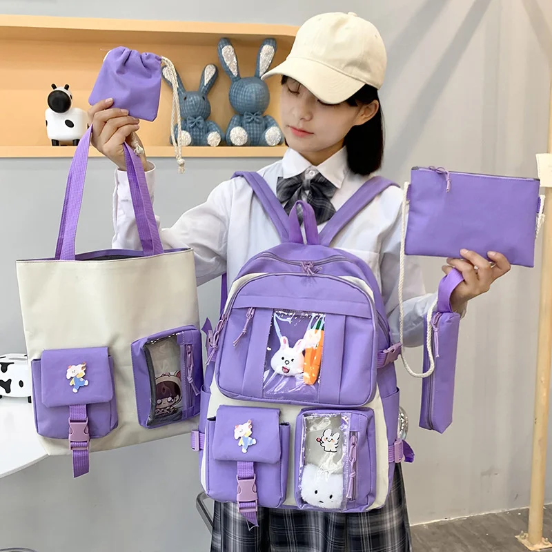 Male And Female Backpack New 4-piece Set Bag Large Capacity Schoolbag Unisex Single Shoulder Bags Cute Women Handbag
Male And Female Backpack New 4-piece Set Bag Large Capacity Schoolbag Unisex Single Shoulder Bags Cute Women Handbag