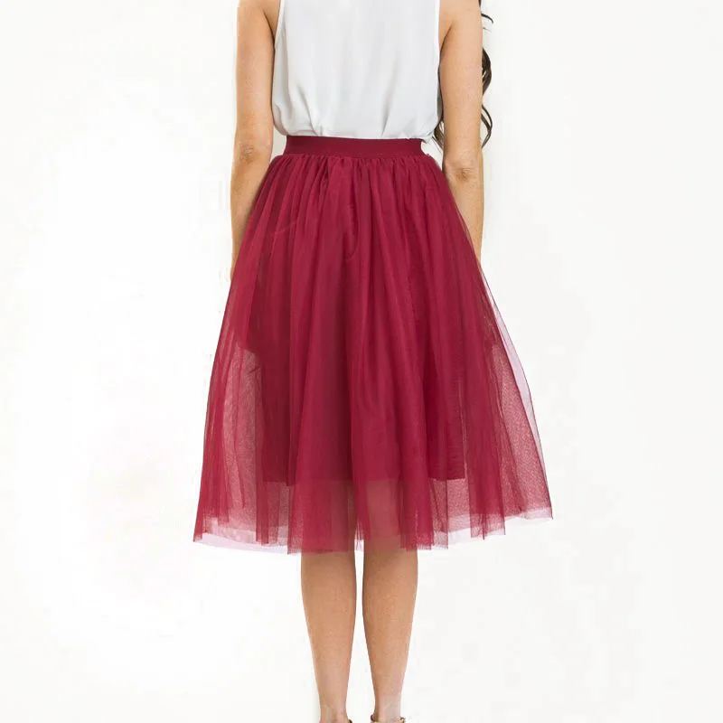 Женская фатиновая юбка на заказ красная потайная юбка-пачка длиной до колена для