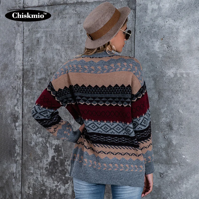 Vintage Geometric Pattern Knitting Tops Woman Sweaters Winter Thick Warm Loose Knitted Jumper Pullover Office Ladies Sweater
Vintage Geometric Pattern Knitting Tops Woman Sweaters Winter Thick Warm Loose Knitted Jumper Pullover Office Ladies Sweater