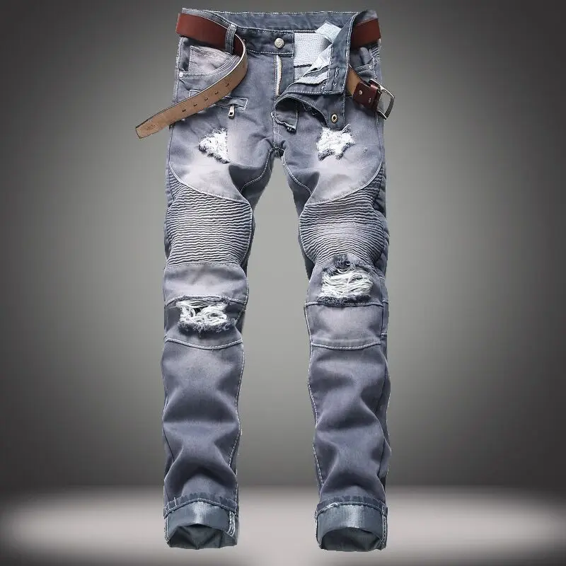 Grey Denim Biker jeans Mens Skinny 2020 Runway Distressed slim elastic jeans homme hiphop Washed Military cargo pants
Grey Denim Biker jeans Mens Skinny 2020 Runway Distressed slim elastic jeans homme hiphop Washed Military cargo pants