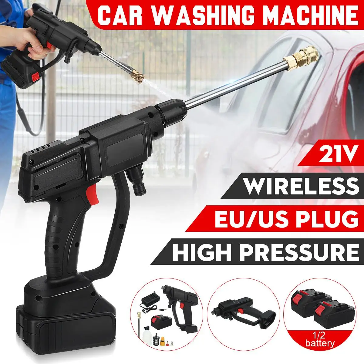 21V Cordless High Pressure Car Wash Water Gun Portable High Pressure Cleaner Car Washer Parkside Machine For Makita 18V Battery
21V Cordless High Pressure Car Wash Water Gun Portable High Pressure Cleaner Car Washer Parkside Machine For Makita 18V Battery