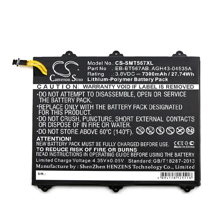 CameronSino for SAMSUNG Galaxy Tab E 9.6 XLTE SM-T560NU SM-T567 SM-T567V EB-BT567ABA GH43-04535A battery
CameronSino for SAMSUNG Galaxy Tab E 9.6 XLTE SM-T560NU SM-T567 SM-T567V EB-BT567ABA GH43-04535A battery