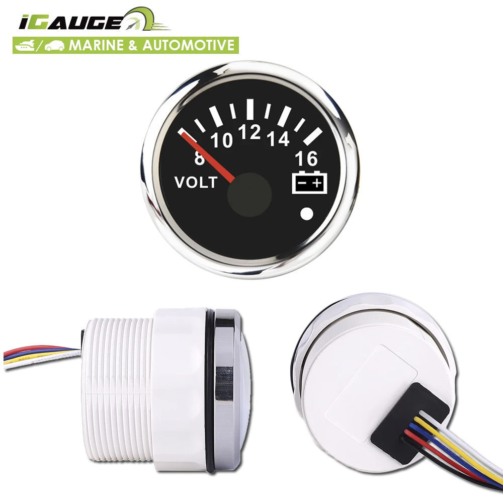 2-1/16" 52 mm High quality 8~16 Volt black face waterproof volt gauge for marine and automotive
2-1/16" 52 mm High quality 8~16 Volt black face waterproof volt gauge for marine and automotive