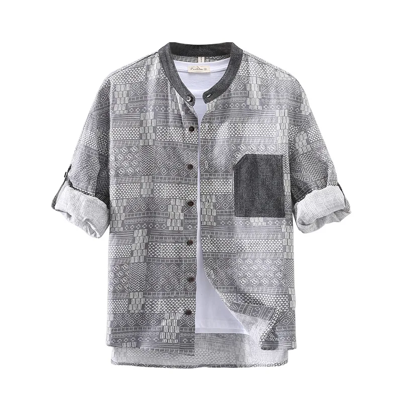 Men's Clothing 2021 Hot Style Stand-up Collar Linen Men's Shirt Casual Fashion Short-sleeved Shirt Plus Size Camisas Para Hombre
Men's Clothing 2021 Hot Style Stand-up Collar Linen Men's Shirt Casual Fashion Short-sleeved Shirt Plus Size Camisas Para Hombre