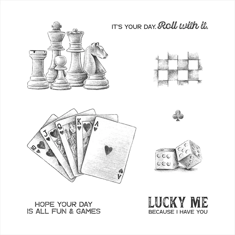 2020 New Hot Entertainment Game Poker Chess Dice Lucky Me Word Stamps and Metal Cutting Dies For Scrapbooking Card Foil Making | Дом и сад