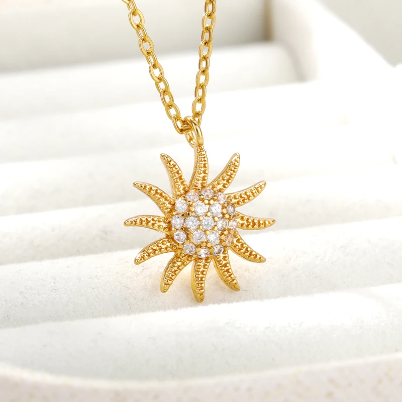 Zircon Sun Pendant Necklace For Women Stainless Steel Gold Zirconia Sun Flower Shiny Necklaces 2021 Birthday Jewelry Accessory
Zircon Sun Pendant Necklace For Women Stainless Steel Gold Zirconia Sun Flower Shiny Necklaces 2021 Birthday Jewelry Accessory