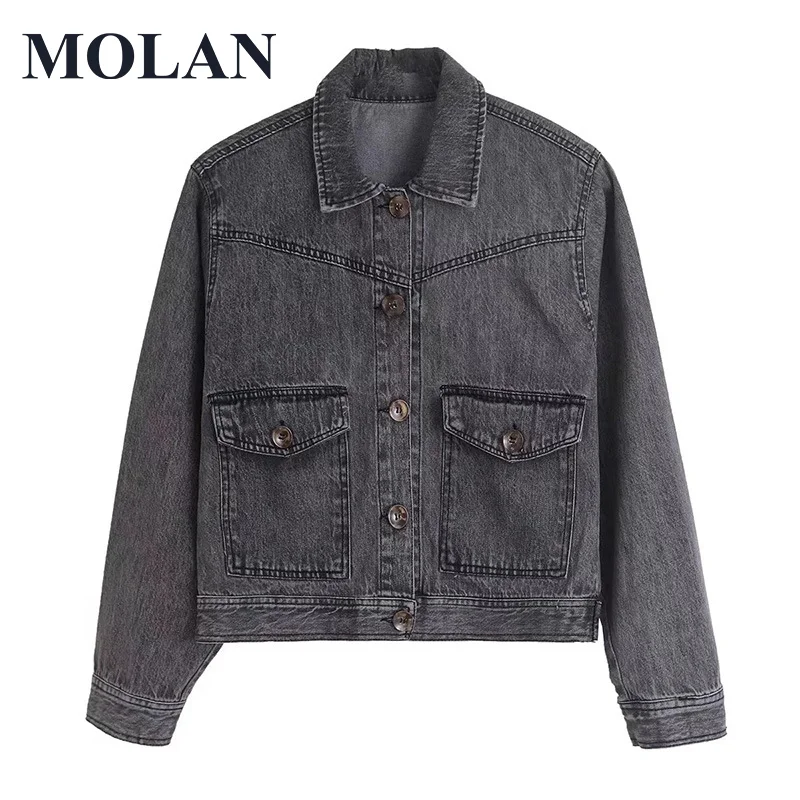 MOLAN Vintage Autumn Denim Short Jacket Women Pockets Loose Spring Jeans Female Clothes Coat New Jean BF Style Black Outwear Top
MOLAN Vintage Autumn Denim Short Jacket Women Pockets Loose Spring Jeans Female Clothes Coat New Jean BF Style Black Outwear Top