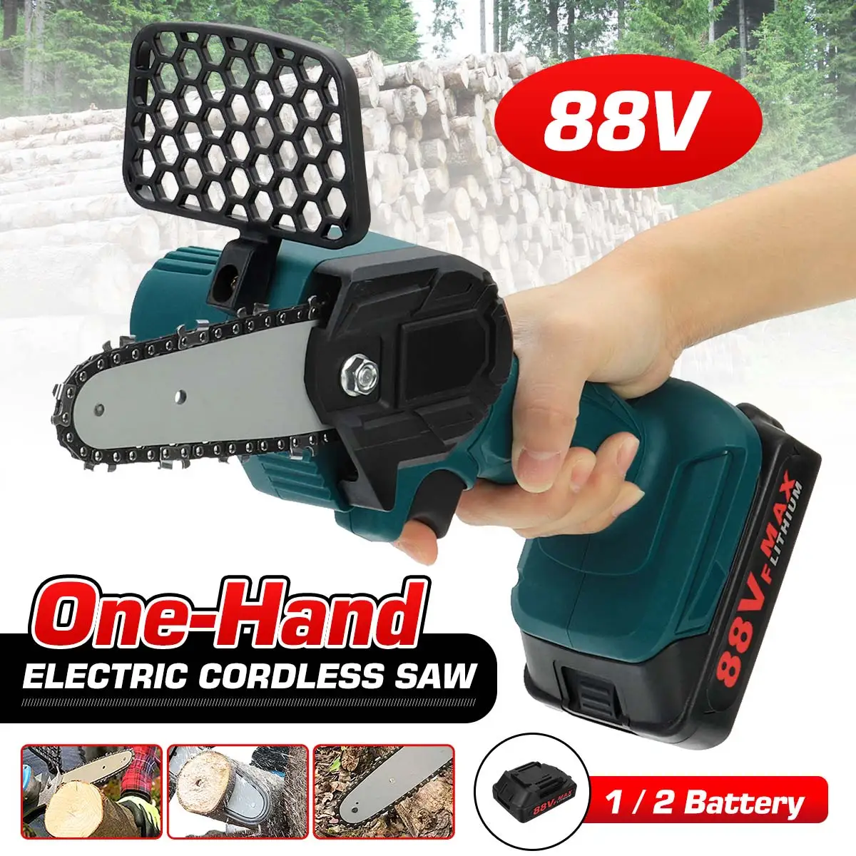 88V 800W Electric Chain Saw Lithium Battery Mini Pruning One-handed Garden Tool With Chain Saws Rechargeable Woodworking Tool
88V 800W Electric Chain Saw Lithium Battery Mini Pruning One-handed Garden Tool With Chain Saws Rechargeable Woodworking Tool