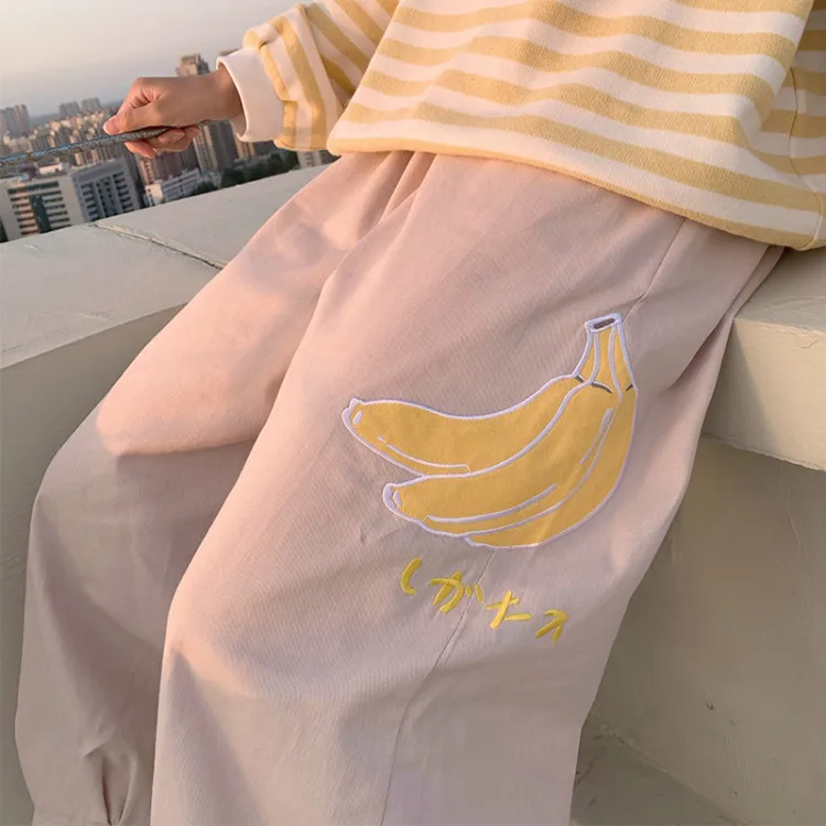 2 Colors New Japanese Women Pants Kawaii Embroidered Banana Wide Leg Pants Female Loose College Style Cargo Pants Mujer
2 Colors New Japanese Women Pants Kawaii Embroidered Banana Wide Leg Pants Female Loose College Style Cargo Pants Mujer