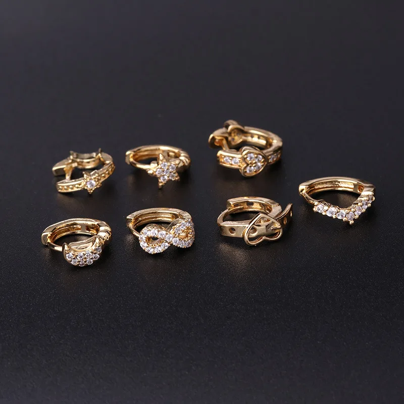 1PC Mini CZ Small Ear Bone Piercing Hoop Earrings for Women Gold Star Moon Ear Clip Cuff Nose Ring Cartilage Puncture Jewelry
1PC Mini CZ Small Ear Bone Piercing Hoop Earrings for Women Gold Star Moon Ear Clip Cuff Nose Ring Cartilage Puncture Jewelry