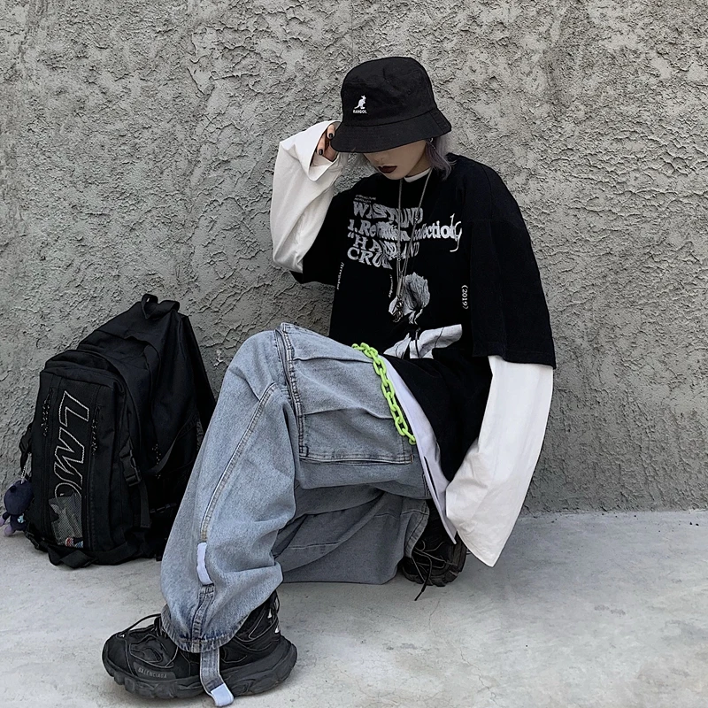 Women Streetwear Man Patchwork Solid Side Pocket Loose Baggy Straight Long Full Denim Pant Punk Hip Hop Casual Korean Jeans Plus
Women Streetwear Man Patchwork Solid Side Pocket Loose Baggy Straight Long Full Denim Pant Punk Hip Hop Casual Korean Jeans Plus