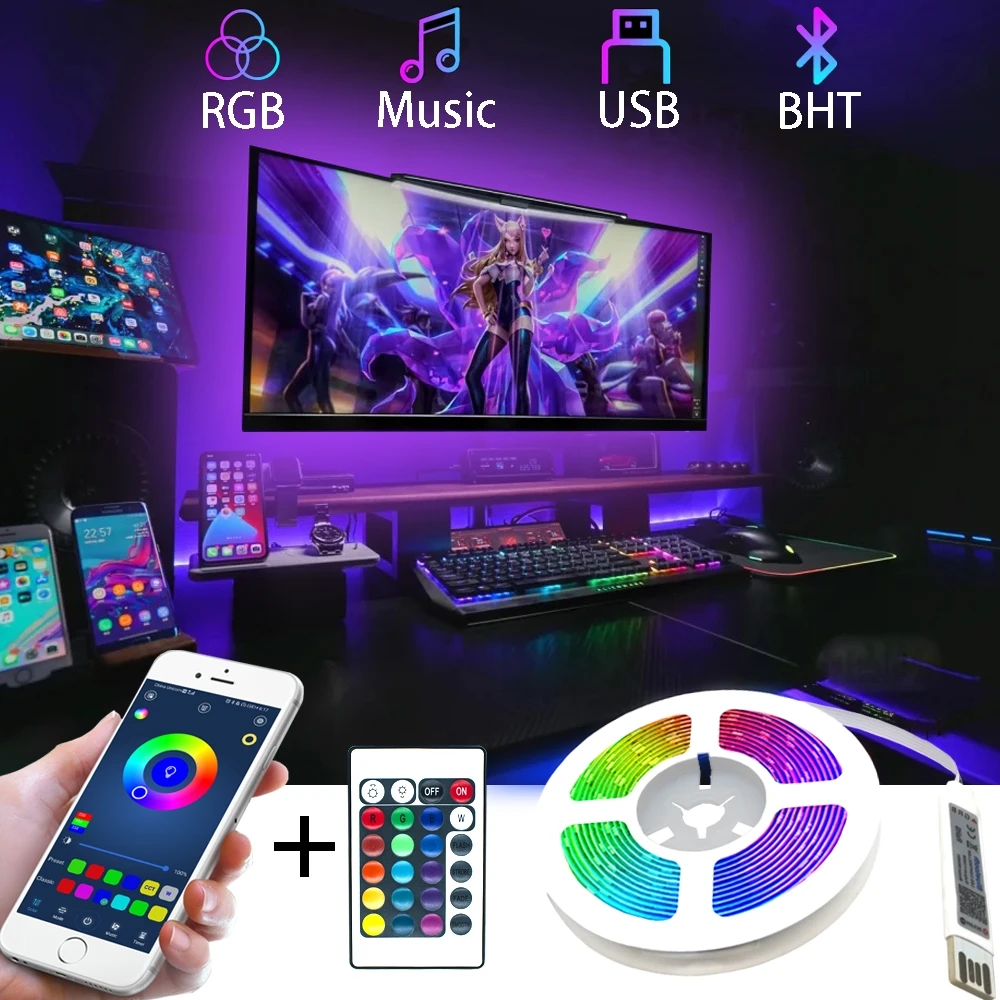 LED Light Strip Bluetooth SMD5050 Waterproof Flexible Lamp Tape Diode For TV Background USB Cable Christmas DC5V 1M 2M 3M 4M 5M
LED Light Strip Bluetooth SMD5050 Waterproof Flexible Lamp Tape Diode For TV Background USB Cable Christmas DC5V 1M 2M 3M 4M 5M