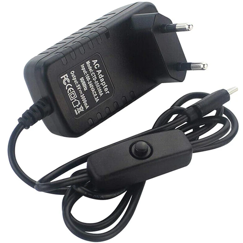 for Raspberry Pi 4B Power Supply 5V 3A Type-C Power Adapter with ON/OFF Switch USB-C Charger EU Plug
for Raspberry Pi 4B Power Supply 5V 3A Type-C Power Adapter with ON/OFF Switch USB-C Charger EU Plug