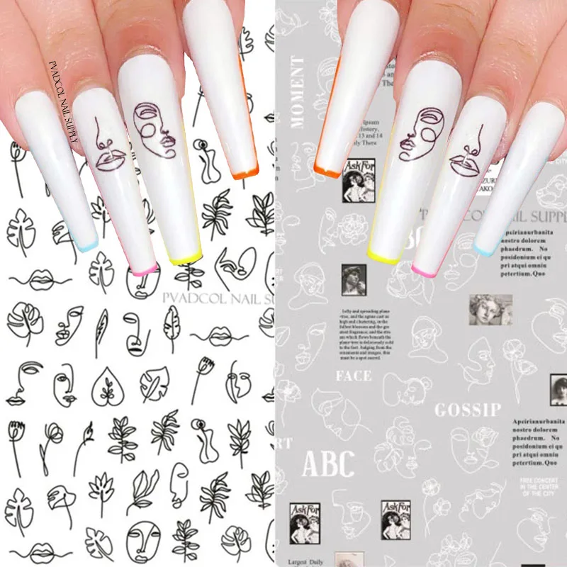 Abstract Face Nail Stickers Lady Faces Black White Line 3D Nails Decals Self Adhesive Sticker Slider Tips Manicure Decoration
Abstract Face Nail Stickers Lady Faces Black White Line 3D Nails Decals Self Adhesive Sticker Slider Tips Manicure Decoration
