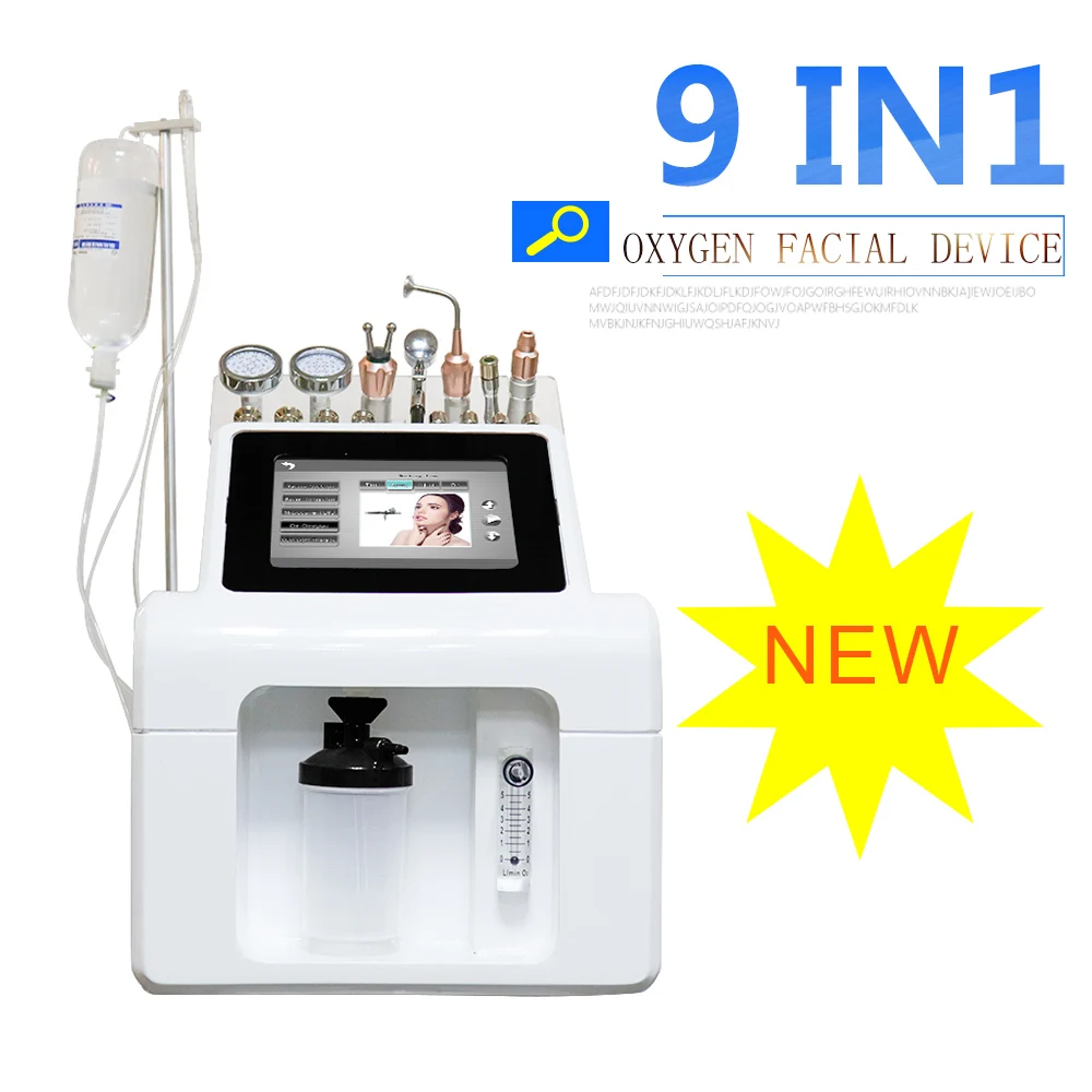 

9 In 1 Hydra Dermabrasion Machine Water Oxygen Jet Peeling Deep Cleaning BIO Photon Therapy Skin Rejuvenation Facial Beauty Tool