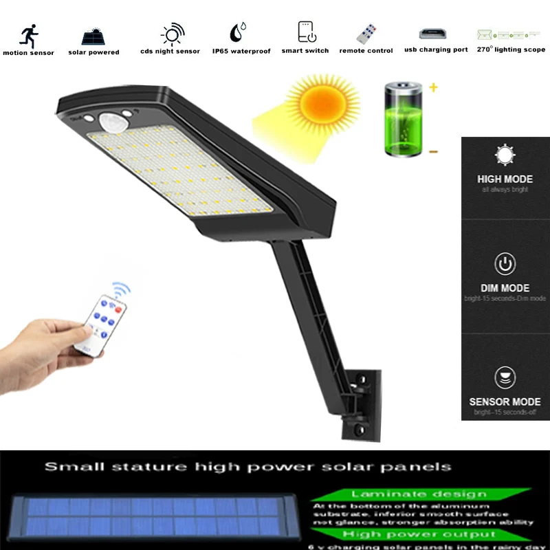 900lm 56 led Solar Lights Outdoor For Garden Wall Street Waterproof Lamp Three Modes Adjustable With Controller light
900lm 56 led Solar Lights Outdoor For Garden Wall Street Waterproof Lamp Three Modes Adjustable With Controller light