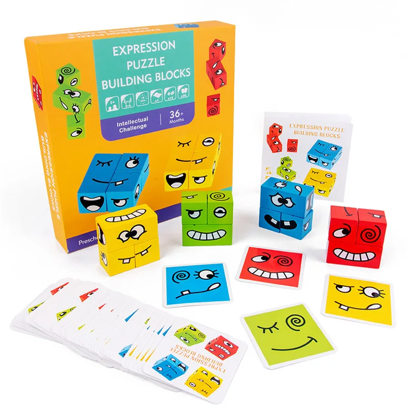 Wooden Puzzle Face Change Cube Expression Puzzle Building Blocks Party Game Toys for Children Kids
Wooden Puzzle Face Change Cube Expression Puzzle Building Blocks Party Game Toys for Children Kids