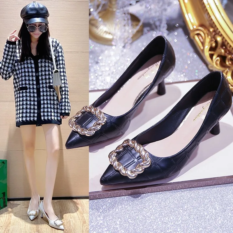 Metal Heel Diamond Buckle Shoes Women High Heels Flock Diamond Buckle Party High Heels, Ladies Wedding High Heels 
Metal Heel Diamond Buckle Shoes Women High Heels Flock Diamond Buckle Party High Heels, Ladies Wedding High Heels