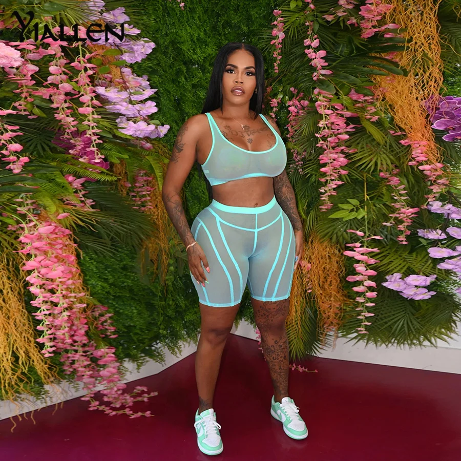 Yiallen Women Summer Sexy See Through Mesh Tank Top and Shorts Two Piece Set Sports Fitness Streetwear Slim Stretch Outfit Hot
Yiallen Women Summer Sexy See Through Mesh Tank Top and Shorts Two Piece Set Sports Fitness Streetwear Slim Stretch Outfit Hot