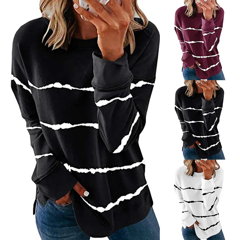 Long Sleeve Round Neck Tee Shirt Hot Sale Women Blouse Shirt Black White Striped Printed Lady Tops Blouse For Autumn Spring D30
Long Sleeve Round Neck Tee Shirt Hot Sale Women Blouse Shirt Black White Striped Printed Lady Tops Blouse For Autumn Spring D30