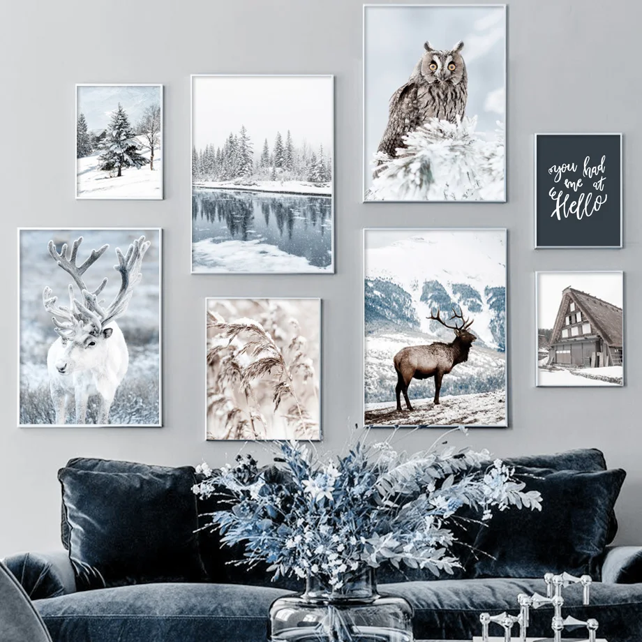 Wall Art Winter Snow Canvas Painting Mountain Deer Owl Forest River Posters Prints Pictures For Living Christmas Room Decor
Wall Art Winter Snow Canvas Painting Mountain Deer Owl Forest River Posters Prints Pictures For Living Christmas Room Decor