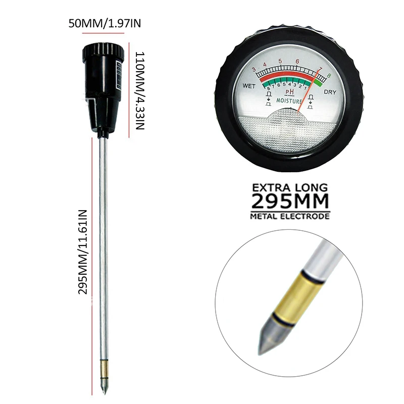 Soil pH & Moisture Tester Meter Probe Waterproof Soil Tester Kit Tools for Indoor & Outdoor
Soil pH & Moisture Tester Meter Probe Waterproof Soil Tester Kit Tools for Indoor & Outdoor