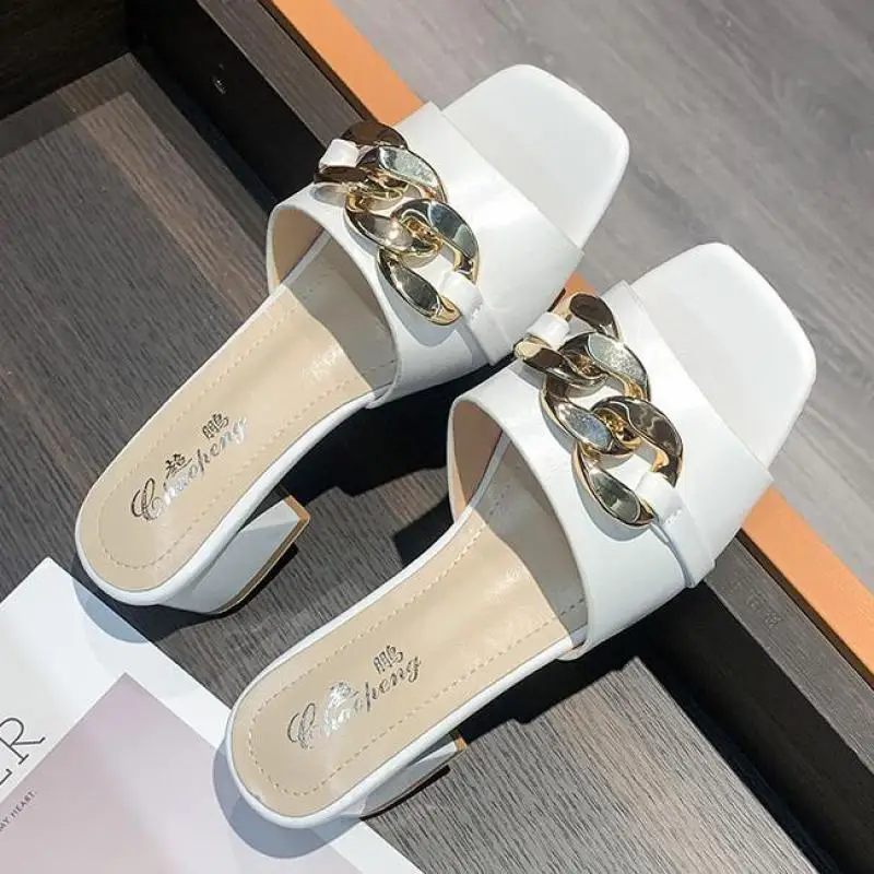 2021 Fashion Square Toe High Heel Slippers Ladies Elegant Chain Peep Slides Sandal Shoes Flip Flop Indoor Ytmtloy House Mule 
2021 Fashion Square Toe High Heel Slippers Ladies Elegant Chain Peep Slides Sandal Shoes Flip Flop Indoor Ytmtloy House Mule