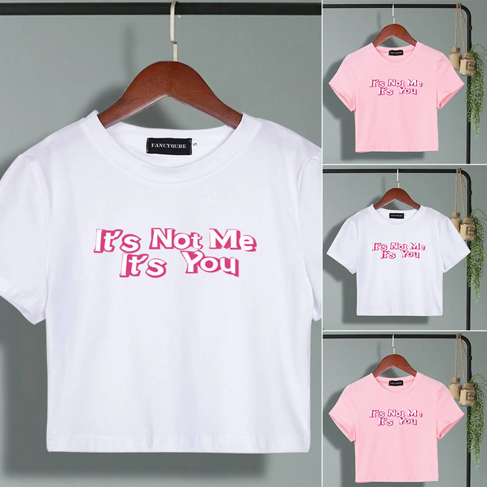 It's Not Me It's You Print Casual Tshirts Women Fashion Korean Pink Crop Top Tee Basic T Shirt Ladies Streetwear Summer -W102175
It's Not Me It's You Print Casual Tshirts Women Fashion Korean Pink Crop Top Tee Basic T Shirt Ladies Streetwear Summer -W102175