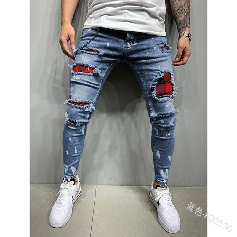 Men Ripped Jeans Patchwork Skinny Pencil Pants Slim Hole Hip Hop Denim Male Patch Beggar Pants Street Biker Cowboy Clothing 2021
Men Ripped Jeans Patchwork Skinny Pencil Pants Slim Hole Hip Hop Denim Male Patch Beggar Pants Street Biker Cowboy Clothing 2021