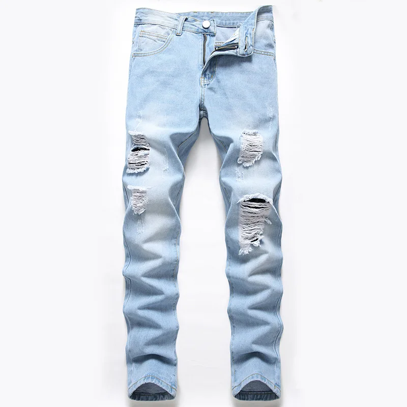 Loose Men's Ripped Jeans Streetwear Casual Hole Stretch Denim Pants Big Size Holes Male Straight Trousers
Loose Men's Ripped Jeans Streetwear Casual Hole Stretch Denim Pants Big Size Holes Male Straight Trousers
