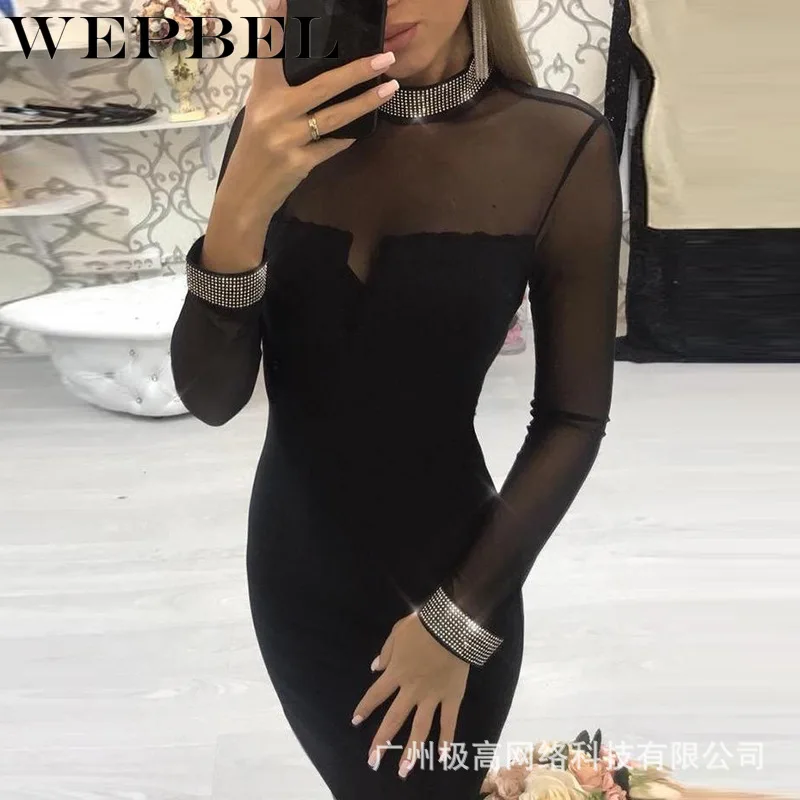 WEPBEL Women Elegant Lace Mesh Patchwork Bodycon Dress with Diamond Ladies Sexy Skinny Pencil Dress Party Dress Evening Dress
WEPBEL Women Elegant Lace Mesh Patchwork Bodycon Dress with Diamond Ladies Sexy Skinny Pencil Dress Party Dress Evening Dress